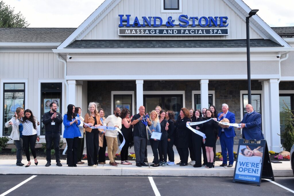 Ribbon cutting at the brand new Hand & Stone in Harleysville, PA